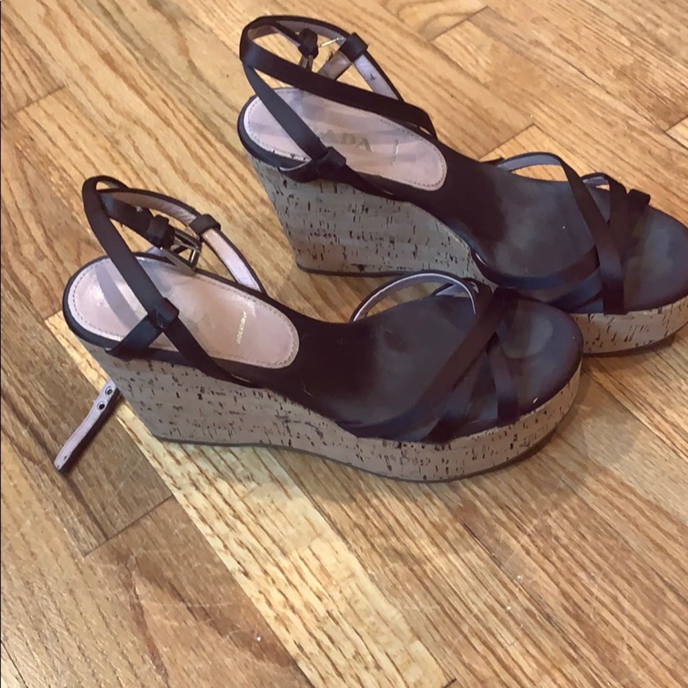 Prada Strappy Cork Platforms